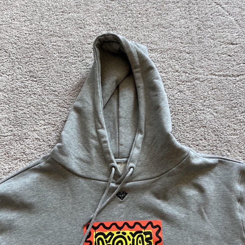 Diamond Supply Mickey Mouse X Keith Haring Hoodie Mens Large Gray Graphic Fleece - Picture 7 of 15